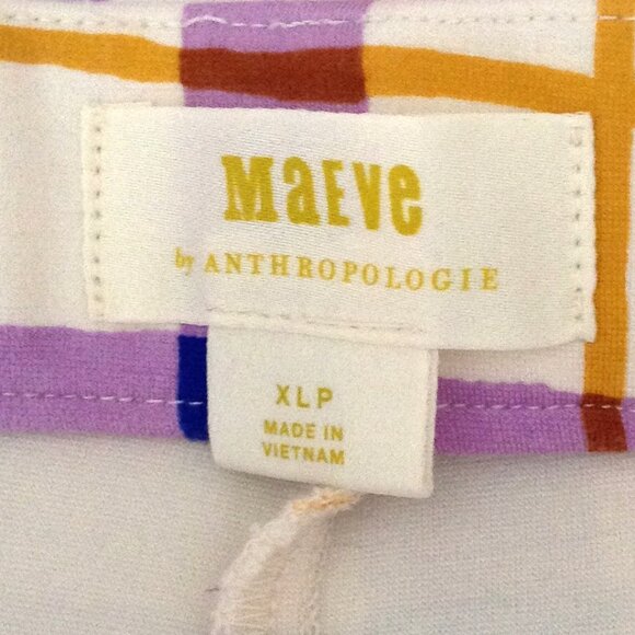 Maeve By Anthropologie Susanna Women's Size XLP Flared Pants Purple Pink Plaid - Picture 5 of 6